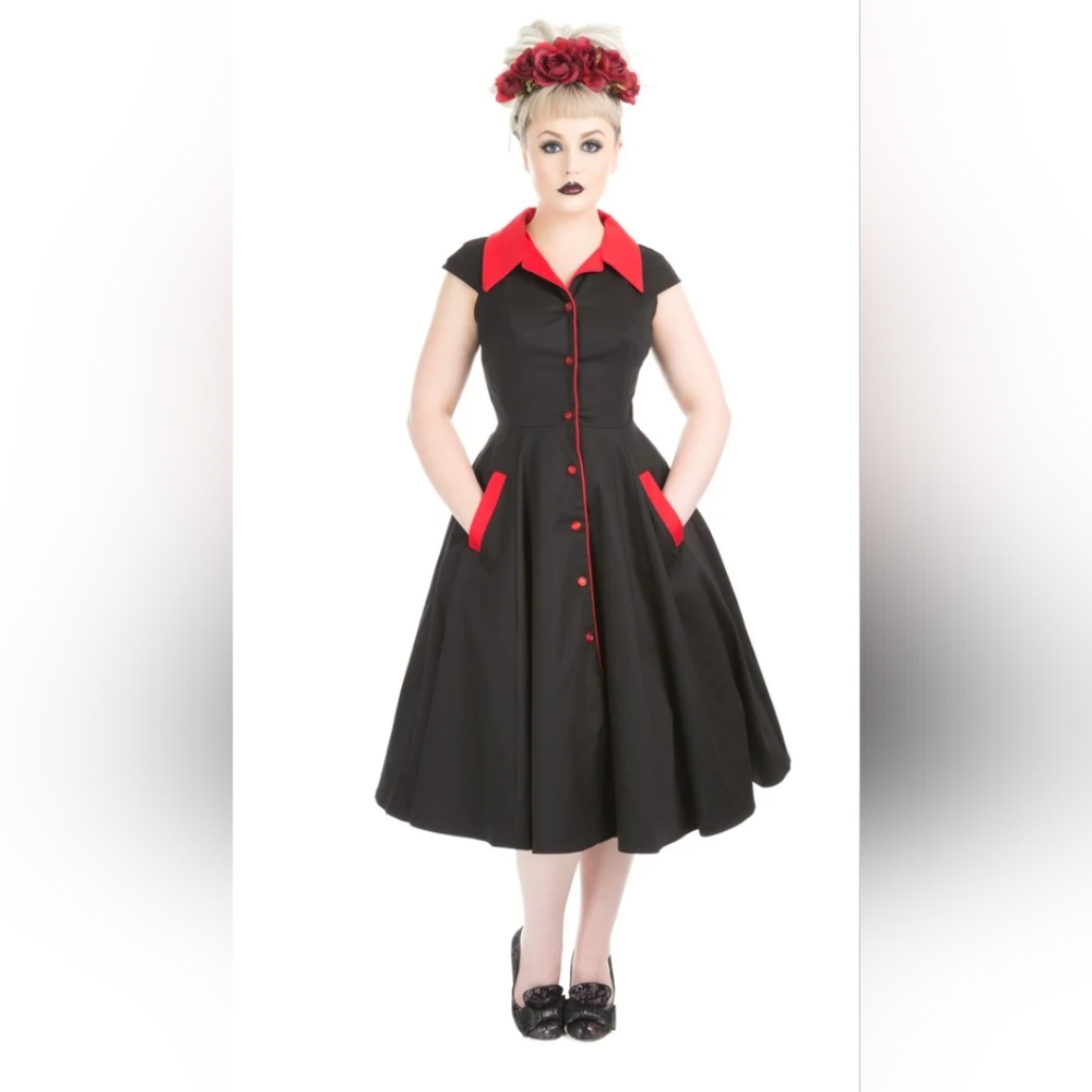 Hearts & Roses 50's Diablo Swing Dress Red & Black